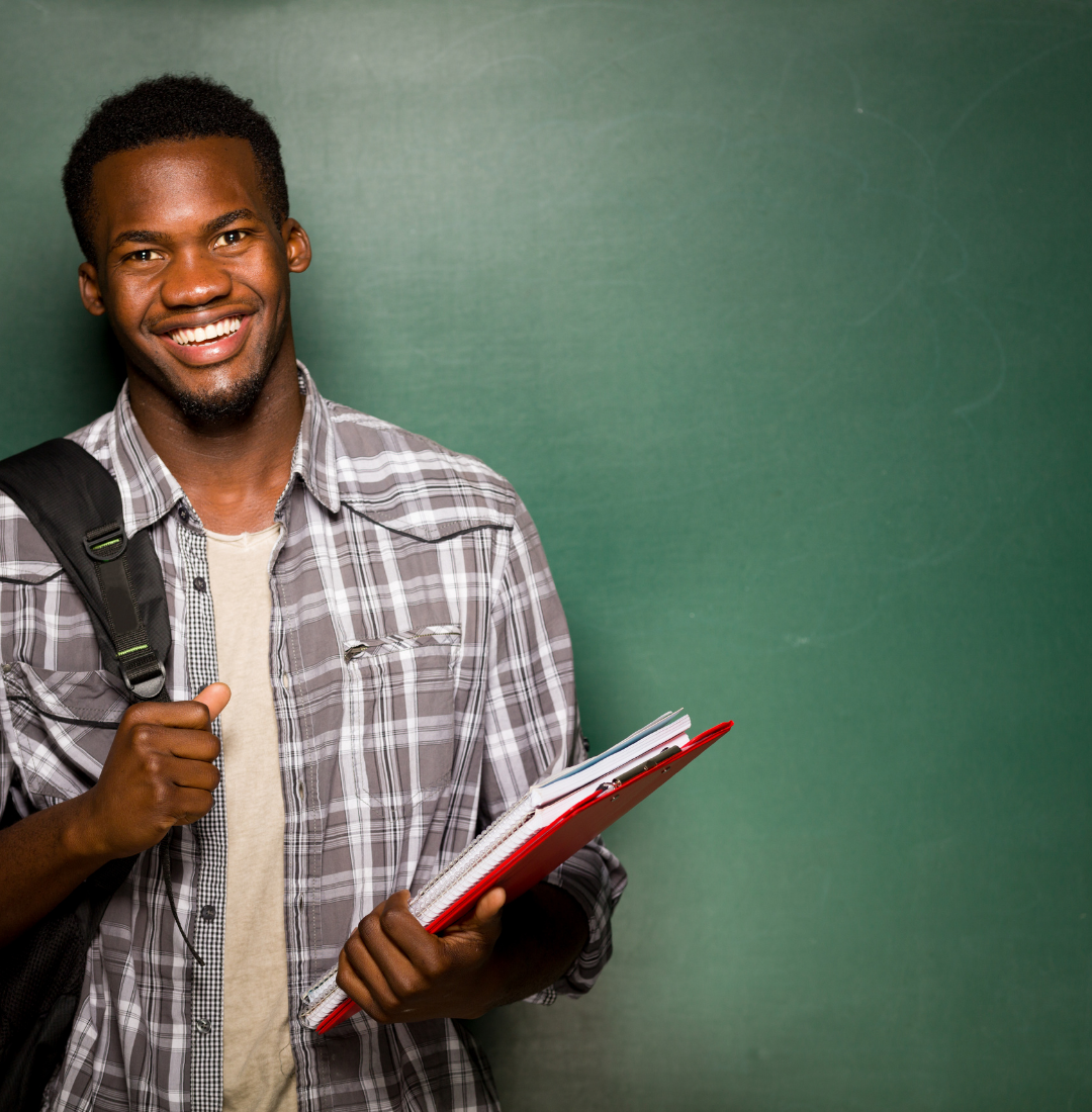 Student with books learning how to use AI tools for school